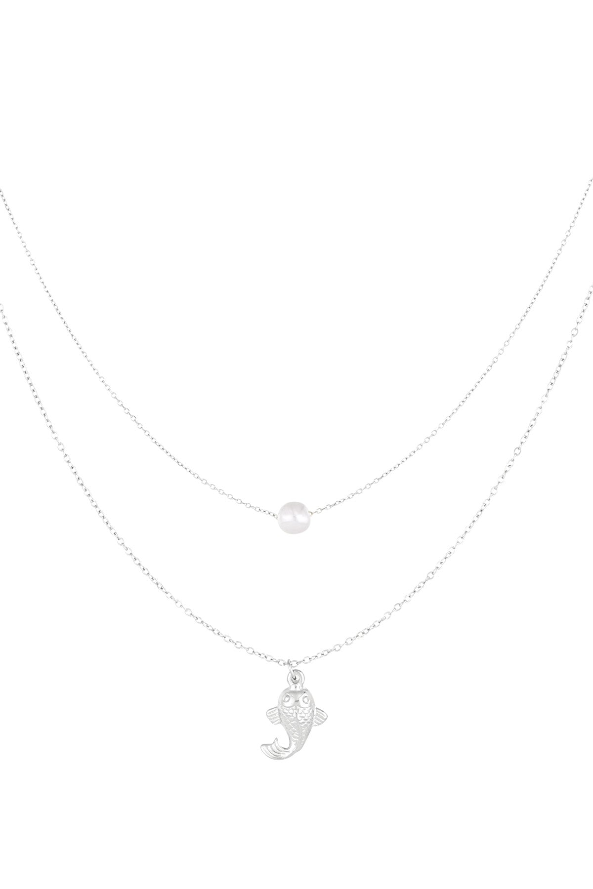 Halskette mit Fisch und Perle - Goldfarben