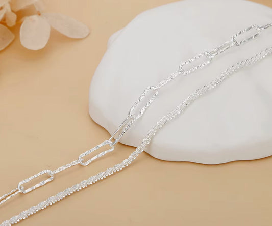 925 sterling silver bracelet, double-layered chain, 19 cm