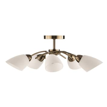 B-flokks Britop loftlampi Varietta, loftljós, lampi, gler, antik messing, 5 ljós.