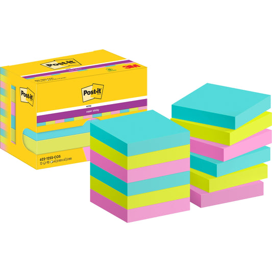 Post-it® Super Sticky Notes, 47,6 mm x 47,6 mm, 90 Blatt/Block, 100% PEFC