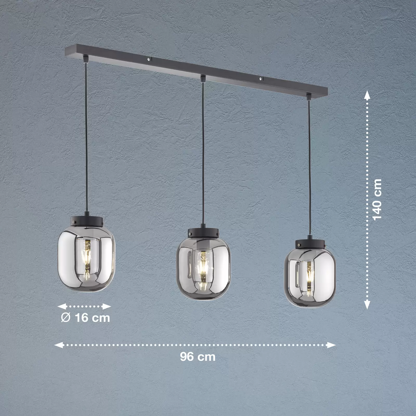 B-grade Fischer & Honsel Regi pendant lamp, three-light pendant light, lamp, light E27
