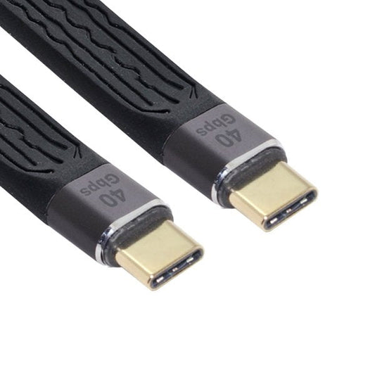 SYSTEM-S USB4 USB snúra 14 cm Tegund C karlkyns í karlkyns sveigjanleg flat 40 Gbit/s USB 4.0