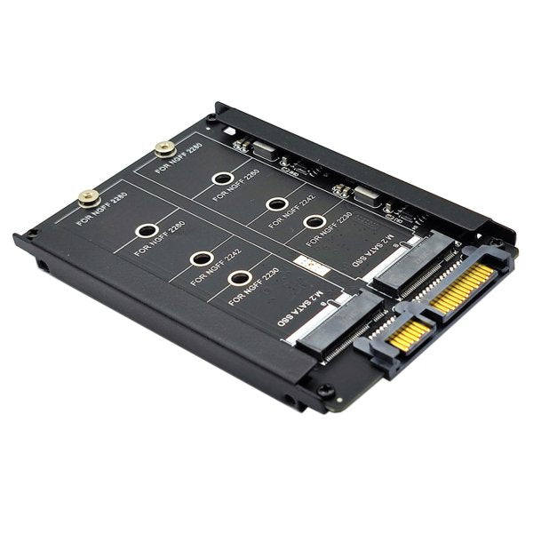 SYSTEM-S NGFF B+M lykla millistykki fyrir 2x M.2 SSD kort í 2,5 tommu SATA samsettan harða disk