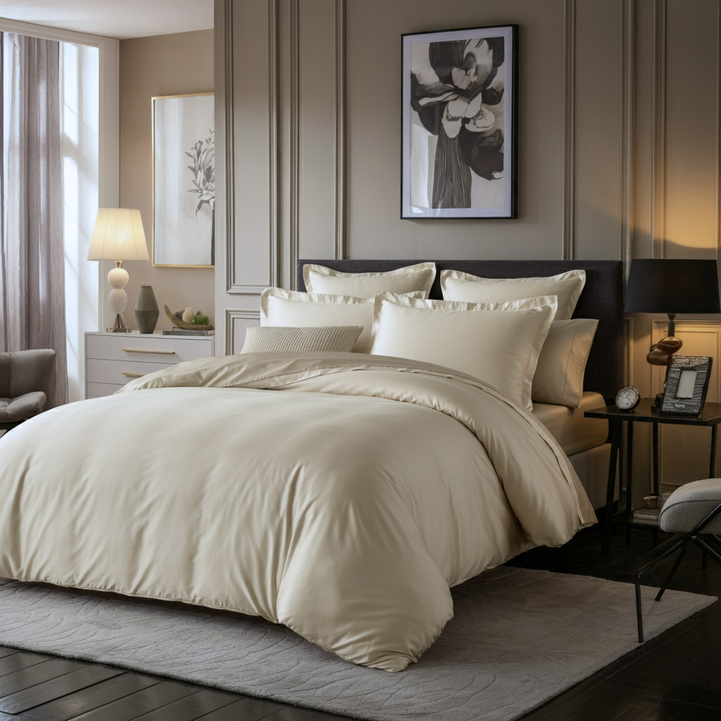 Sængurver úr bómullarsatíni, heillandi