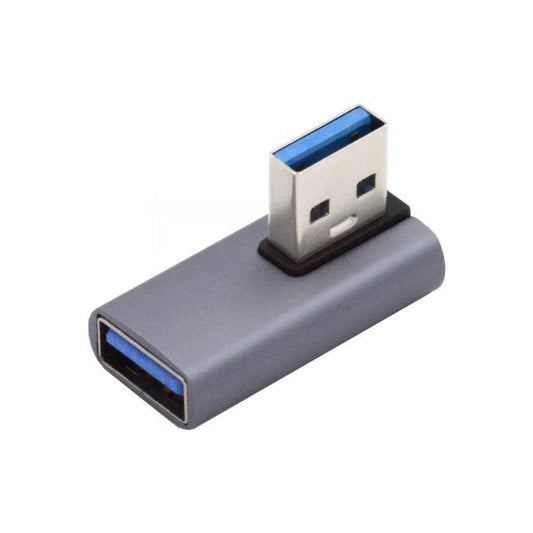 SYSTEM-S USB 3.0 Gen 2 millistykki af gerð A, kvenkyns í karlkyns, hornsnúra, grá