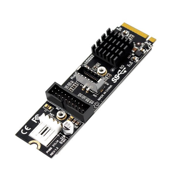 SYSTEM-S NVME snúra 20 cm M-lykill NGFF karlkyns í USB 3.1 & 2.0 framhliðartengi af gerðinni E kvenkyns