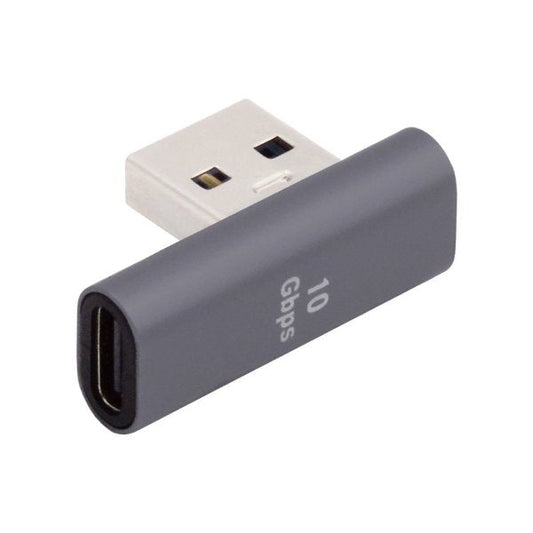 SYSTEM-S USB 3.1 Gen 2 Adapter Type C Female to 3.0 Type A Male Angled Cable in Gray