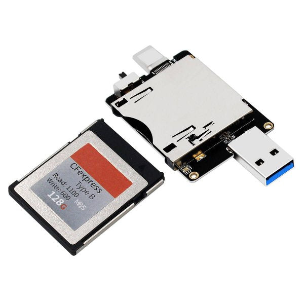 SYSTEM-S CFexpress Adapter Buchse zu USB 3.1 Stecker & 3.0 Stecker mit Schalter Kabel