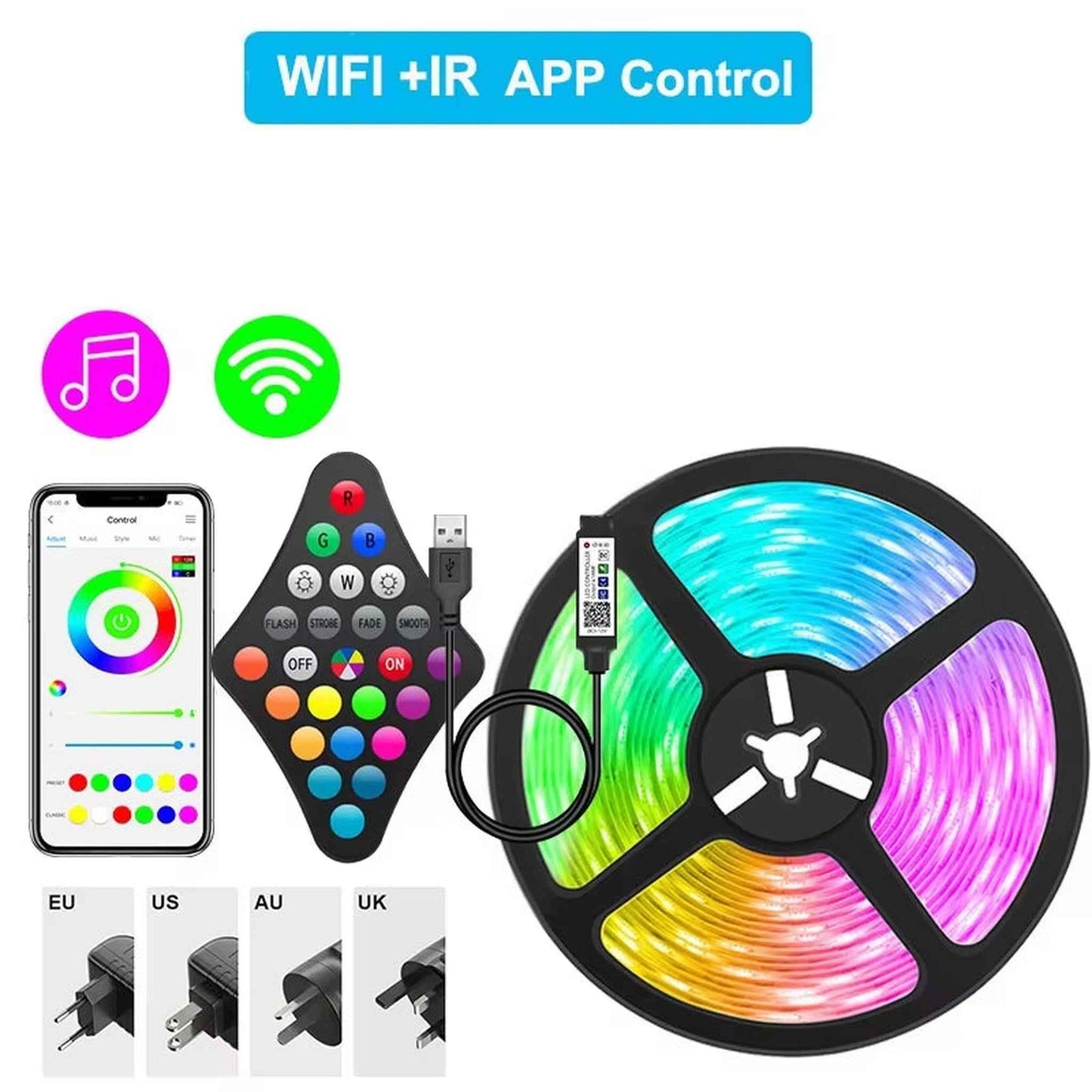 Bluetooth Wifi APP Controller LED Strip Lights RGB
