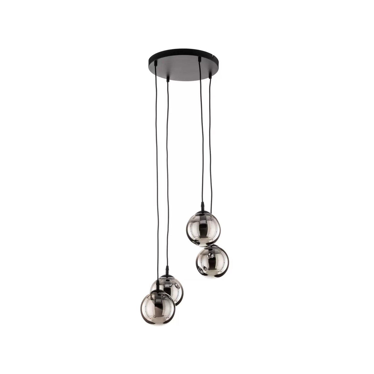 B-grade Euluna pendant light Glassy, ceiling lamp, 4-light, glass, graphite