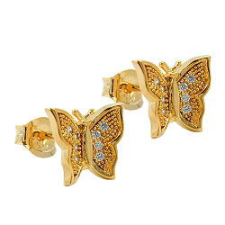 Eyrnalokkar 8x10mm fiðrildi gullhúðaðir 3 míkron