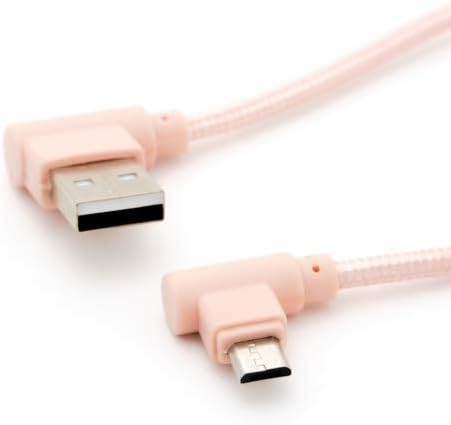 SYSTEM-S Micro USB snúra 90° rétthyrnd við USB 2.0 Tegund A 90° rétthyrnd 20 cm í rósrauð