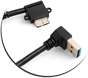 SYSTEM-S Micro USB 3.0 90° Grad links gewinkelt auf USB Typ A 3.0 Abwärts gewinkelt Kabel 27cm