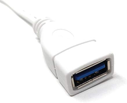 SYSTEM-S USB 3.1 snúra 10 cm Type C karlkyns í 3.0 Type A kvenkyns í hvítu