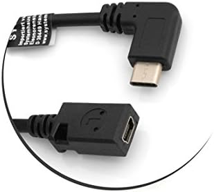 SYSTEM-S USB 3.1 Tegund C (karlkyns) 90° horn í Mini USB (kvenkyns) gagnasnúra hleðslusnúra millistykki snúruframlenging u.þ.b. 27 cm