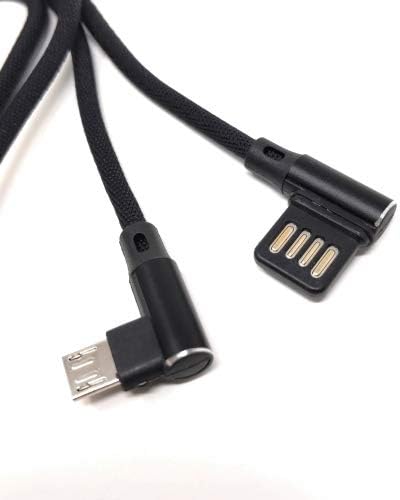 SYSTEM-S Micro USB nylon snúra með vinstri horni í snúningshæft USB tengi af gerð A 2.0 í svörtu, 98 cm