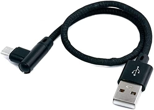 SYSTEM-S Micro USB snúra 90° rétthyrnd tengi í USB 2.0 Tegund A 90° rétthyrnd gagnasnúra hleðslusnúra 20 cm í svörtu