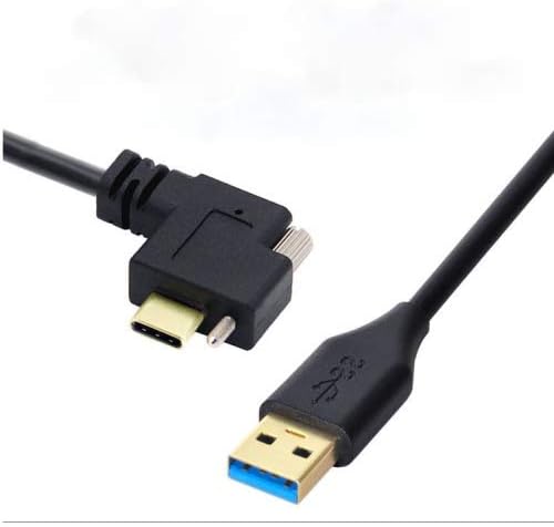 SYSTEM-S USB 3.1 cable 3 m Type C male to 3.0 Type A male angle screw in black