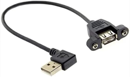 System-S 90° right angle USB A (male) to USB A (female) panel mount connector cable extension cable