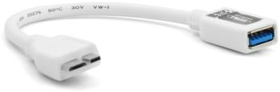 System-S Micro USB 3.0 OTG millistykki (USB A tengi í Micro-B tengi) í hvítu fyrir Samsung Galaxy Note 3 20 cm