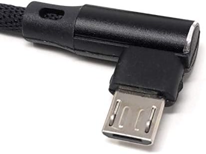 SYSTEM-S Micro USB nylon snúra með vinstri horni í snúningshæft USB tengi af gerð A 2.0 í svörtu, 98 cm