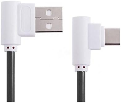 SYSTEM-S USB 3.1 Type C 90° hallandi tengi í USB 2.0 A gagnasnúra hleðslusnúra 89 cm í svörtu
