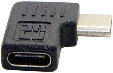 SYSTEM-S 90 gráðu hægri og vinstri hornrétt USB 3.1 Type C karlkyns í USB 3.1 Type C kvenkyns millistykki, hornrétt millistykki