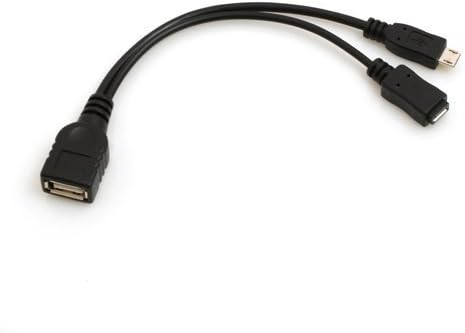 SYSTEM-S USB 2.0 Y Kabel 12 cm Typ A Buchse zu Micro Stecker + Buchse Adapter in Schwarz