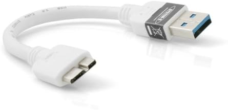 SYSTEM-S 10 cm hraðhleðslusnúra með ör-USB 3.0 fyrir tvöfalt hraðari hleðslu, tvöfalt hraðari hleðslu, 2x hraðari í hvítu.