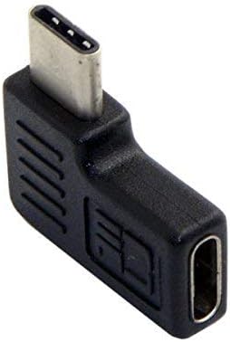 SYSTEM-S 90 gráðu hægri og vinstri hornrétt USB 3.1 Type C karlkyns í USB 3.1 Type C kvenkyns millistykki, hornrétt millistykki