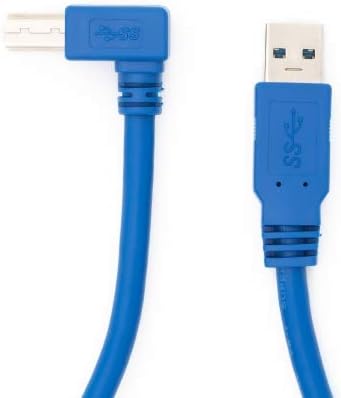 SYSTEM-S USB A 3.0 karlkyns í USB Tegund B 3.0 karlkyns 90° rétthyrndur kapall 50 cm