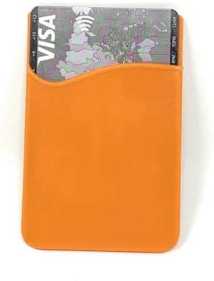 System-S 1x Smartphone Kartenhalter Silkonhülle Kartenetui in Orange