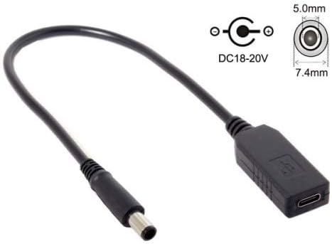 SYSTEM-S USB 3.1 cable 23cm Type C female to DC 20V 7.4 x 5.0 mm male charging cable