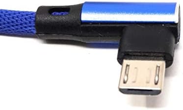 SYSTEM-S Micro Nylon USB Kabel links gewinkelt auf umkehrbarer USB Schnittstelle Typ A 2.0 in Blau 98 cm