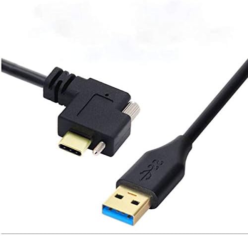 SYSTEM-S USB 3.1 snúra 3 m Tegund C karlkyns í 3.0 Tegund A karlkyns hornskrúfusnúra svart