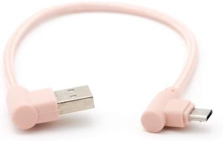 SYSTEM-S Micro USB snúra 90° rétthyrnd við USB 2.0 Tegund A 90° rétthyrnd 20 cm í rósrauð