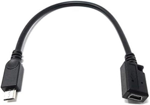SYSTEM-S USB 2.0 snúra 15 cm Micro B karlkyns í Mini B kvenkyns millistykki í svörtu