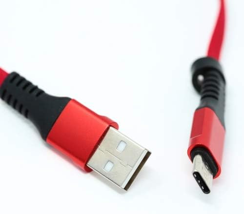 System-S USB Type C 3.1 snúra í USB Type A 2.0 flatsnúra í rauðum lit, 30 cm