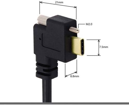 SYSTEM-S USB 3.1 Kabel 3 m Typ C Stecker zu 3.0 Typ A Stecker Winkel Schraube in Schwarz