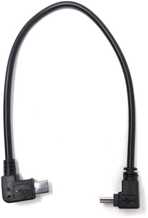 SYSTEM-S USB 2.0 snúra 22 cm Mini B tengi í Micro B tengi, vinklaður, svartur