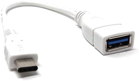 SYSTEM-S USB 3.1 snúra 10 cm Type C karlkyns í 3.0 Type A kvenkyns í hvítu