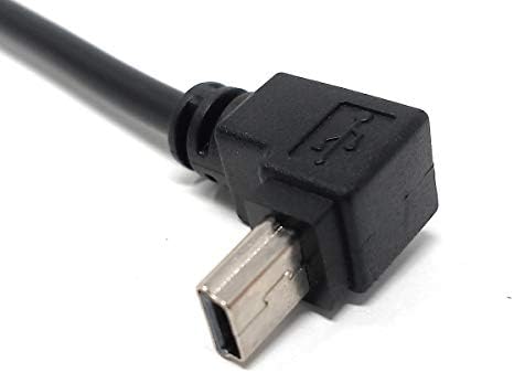 SYSTEM-S USB 2.0 snúra 22 cm Mini B tengi í Micro B tengi, vinklaður, svartur