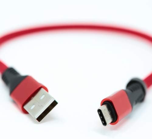 System-S USB Type C 3.1 snúra í USB Type A 2.0 flatsnúra í rauðum lit, 30 cm