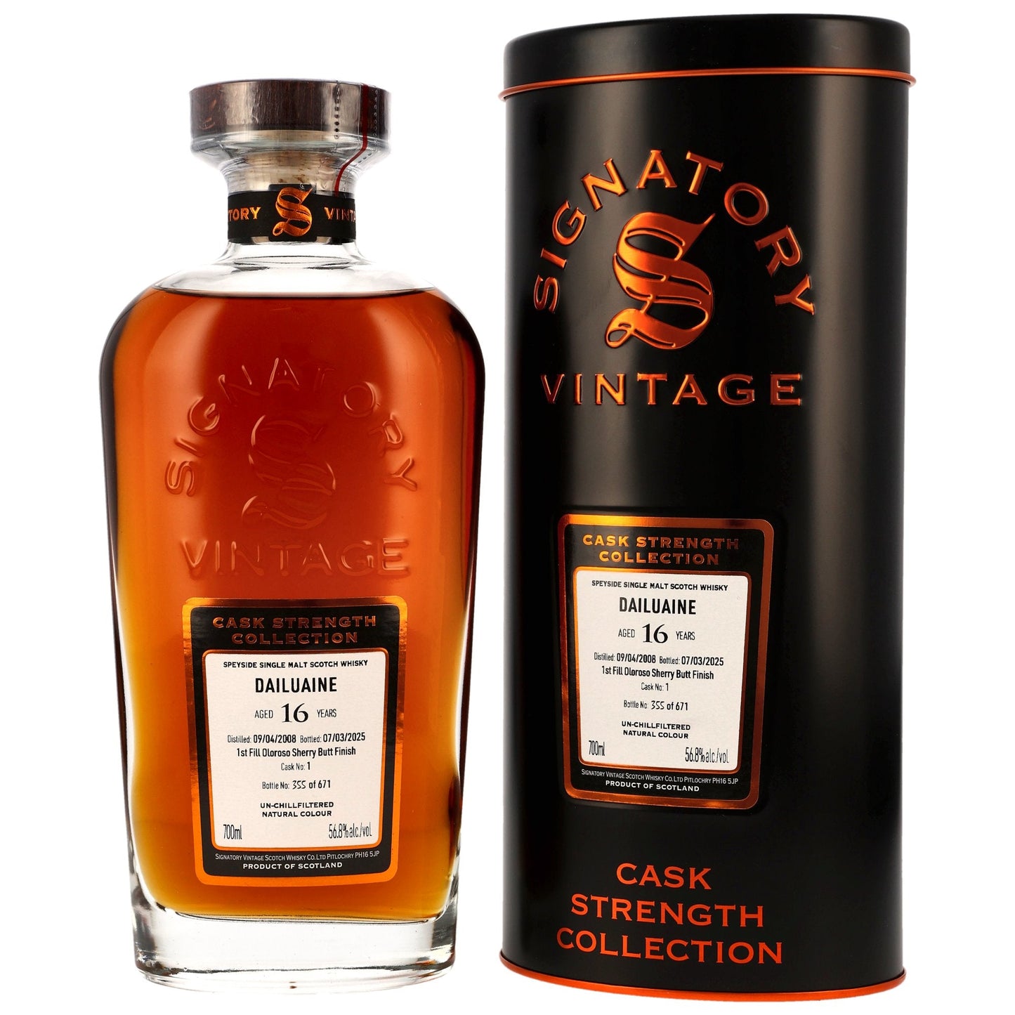 Dailuaine 16 2008/2025 - Signatory Vintage Cask Strength Collection - 1st Fill Oloroso Sherry Butt