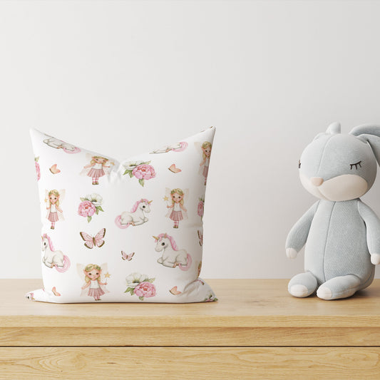 "Fairy and Unicorn" Children's Decorative Pillow