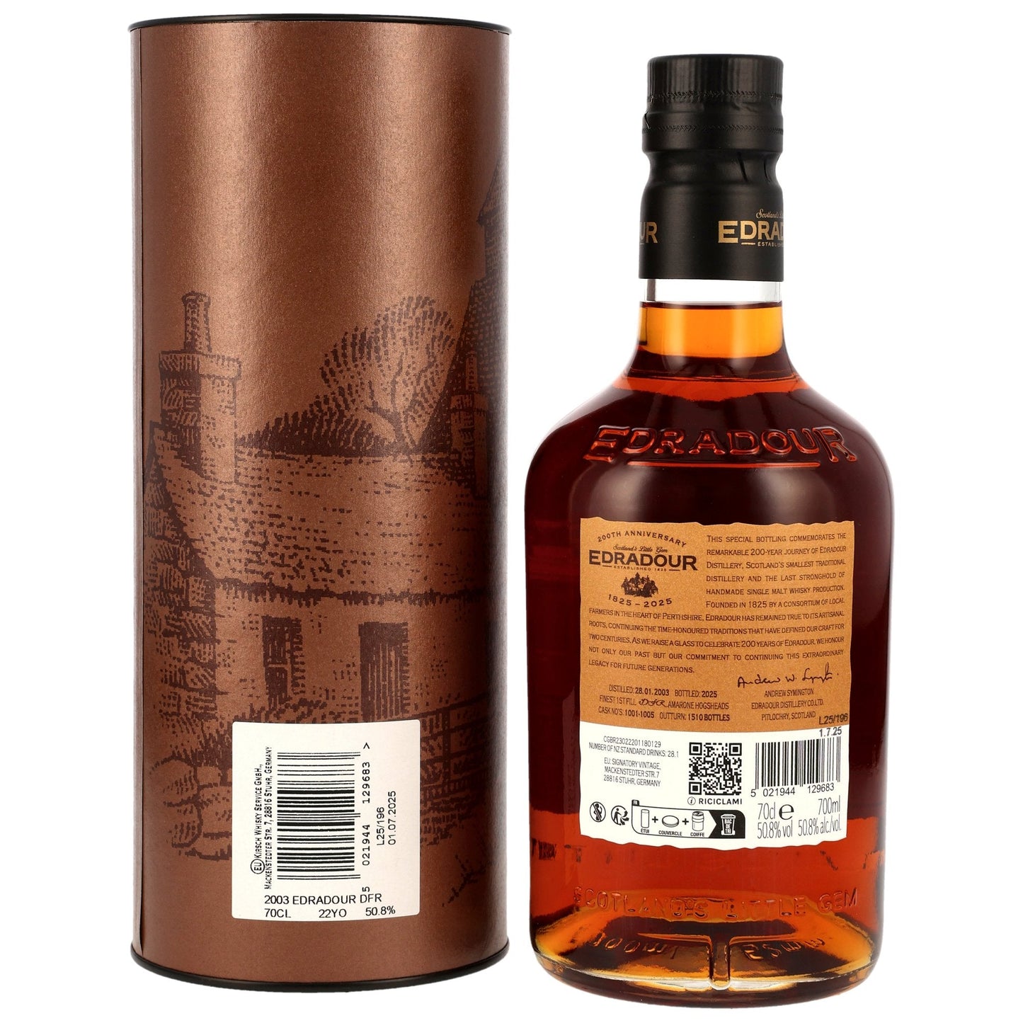 Edradour 22 2003/2025 - 200th Anniversary - Amarone Dal Forno Romano Casks #1001-1005