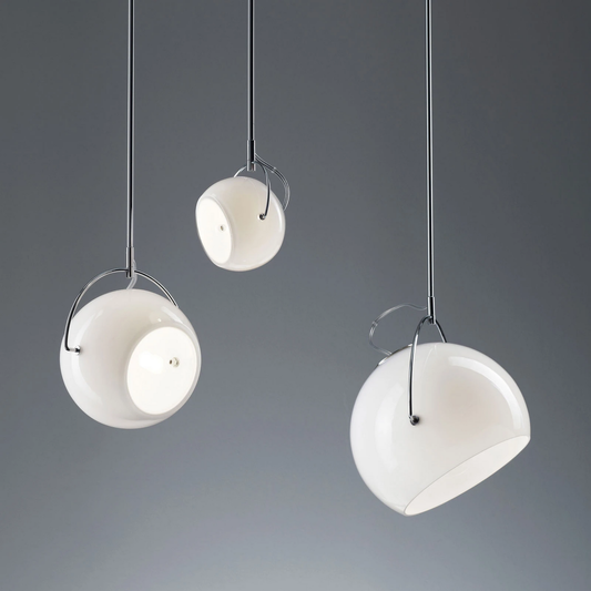 B-grade Fabbian Beluga White glass pendant light, ceiling lamp, light fixture, ø 20 cm