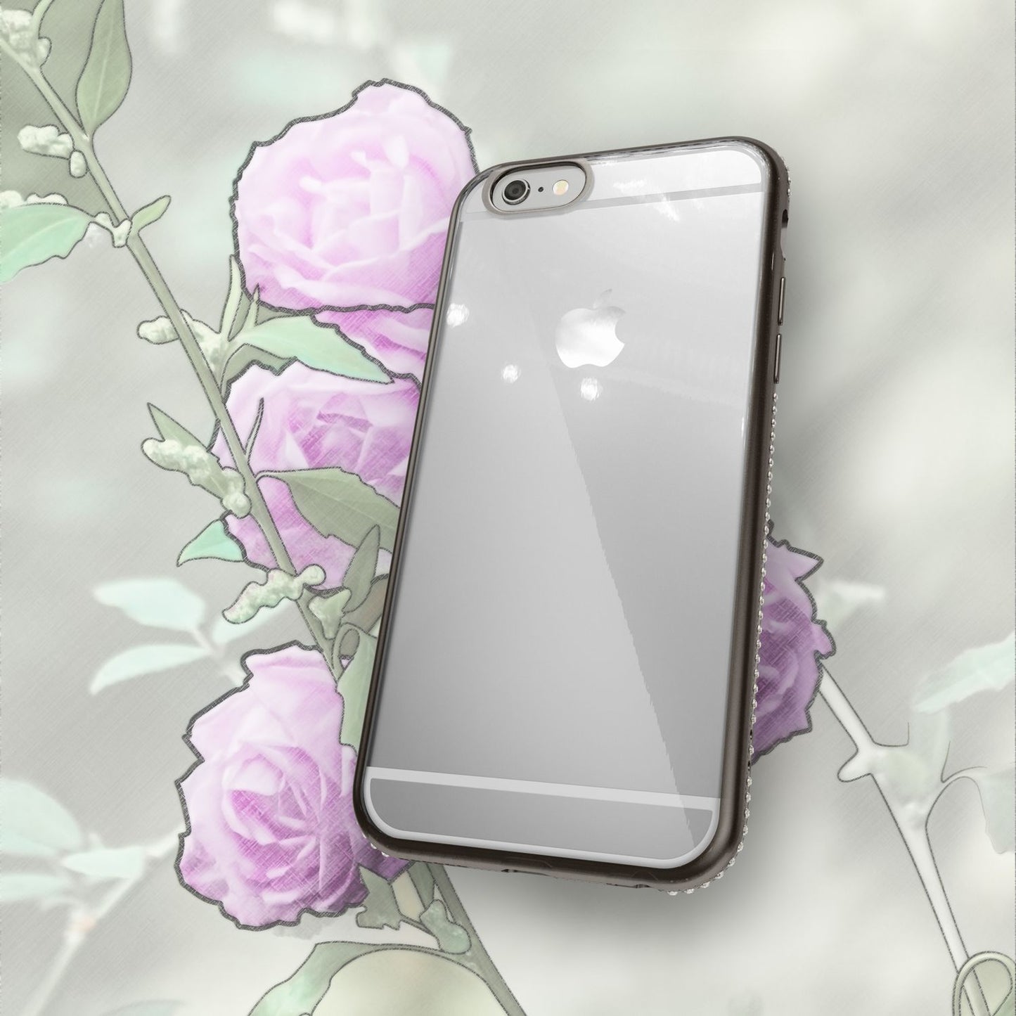 iPhone 6/6S Phone Case by NALIA, Silicone Rhinestone Bumper Glitter Edge Case Cover