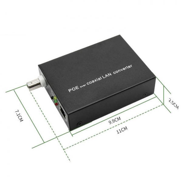 SYSTEM-S 75 Ohm IP útvíkkarasett LAN RJ45 til BNC koax snúra í svörtu