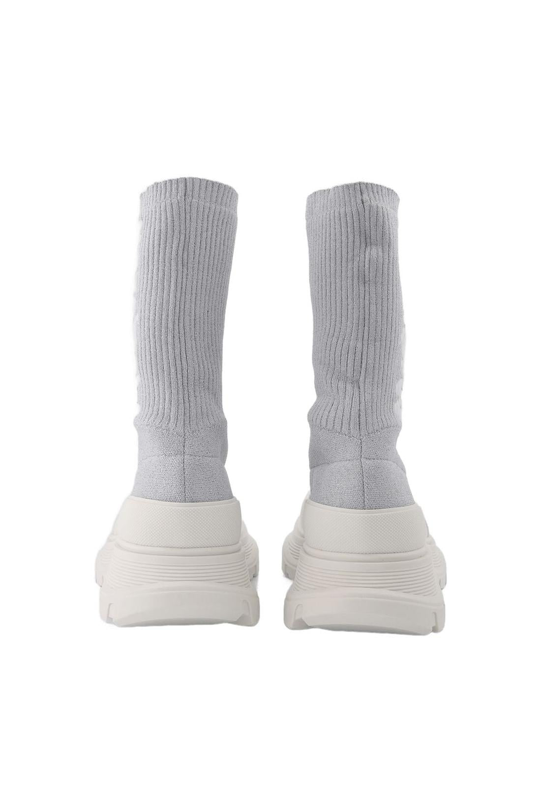 Tread Slick Sneakers aus silbernem & weißem Canvas